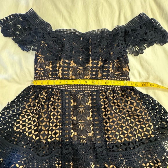 NWT Self-Portrait Navy Guipure Lace Maxi Dress - Size: 10 US - Picture 4 of 12